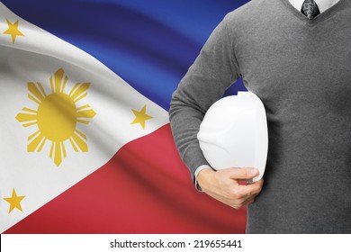 Engineer with flag on background  - Philippines
