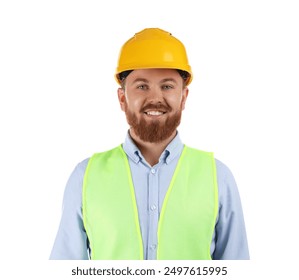 Engineer in hard hat on white background - Powered by Shutterstock