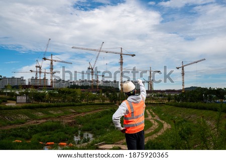 Engineer inspected the work in the construction site in south korea