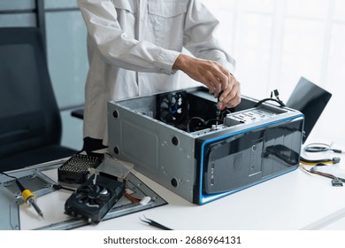IT Engineer installing Hardware Equipment Development Facility Engineer  Maintenance computer Motherboard Electronic repair shop technology business. - Powered by Shutterstock - Get 15% off with code: PIKWIZARD15