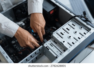 IT Engineer installing Hardware Equipment Development Facility Engineer  Maintenance computer Motherboard Electronic repair shop technology business.