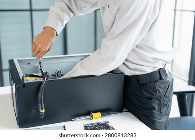 IT Engineer installing Hardware Equipment Development Facility Engineer  Maintenance computer Motherboard Electronic repair shop technology business.