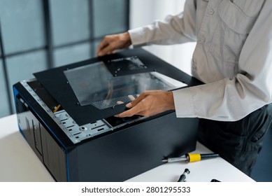 IT Engineer installing Hardware Equipment Development Facility Engineer  Maintenance computer Motherboard Electronic repair shop technology business.