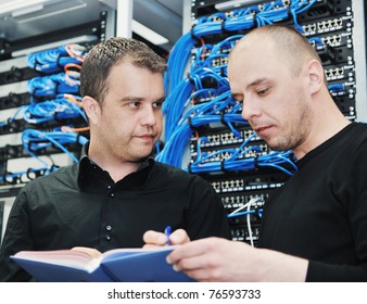 It Engineer In Network Server Room Solving Problems And Give Help And Support