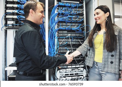 It Engineer In Network Server Room Solving Problems And Give Help And Support