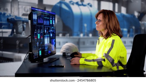 Engineer Operators Using Scada System At Industrial Plant