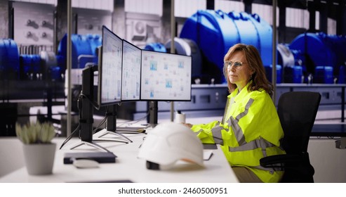 Engineer Operators Using Scada System At Industrial Plant
