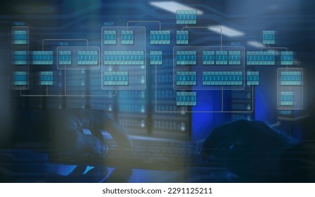 IT engineer plan and design new data center server room. Cloud technology, data processing concept.