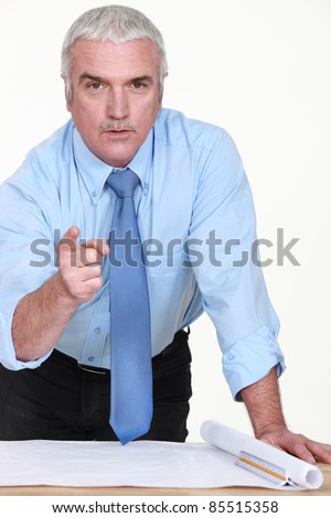 Engineer pointing his finger