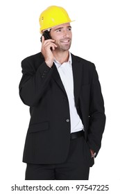 Engineer talking on his mobile phone