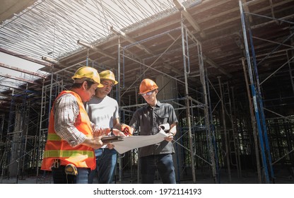 Engineer Team Is Investigating Construction Site.