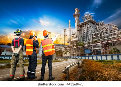 Engineer team in uniform are safety survey of the oil refiner industry - Shutterstock ID 443168473