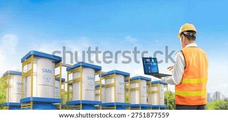 Engineer or technician work at small modular nuclear reactors power plant 