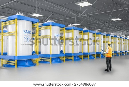 Engineer or technician work at small modular nuclear reactors power plant 