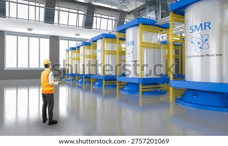Engineer or technician work at small modular nuclear reactors power plant 