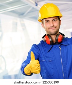 Engineer With Thumb Up Sign, Indoors