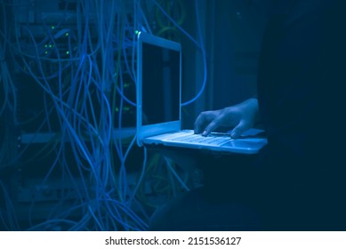 Engineer with toolboxs come to server room for work,check problem of network,repair server in the server room,thailand people,asian man