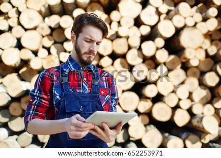 Engineer with touchpad concentrated on network