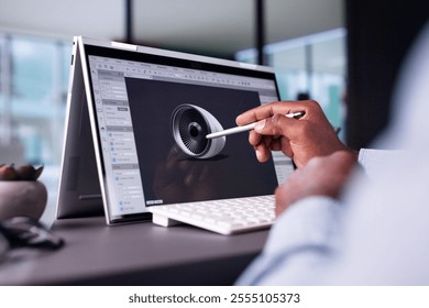 Engineer Using 3D CAD Software On PC