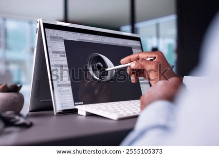 Engineer Using 3D CAD Software On PC