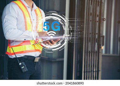 Engineer using mobile smart phone. Business global internet connection application technology and Digital link tech, big data. Control engine.