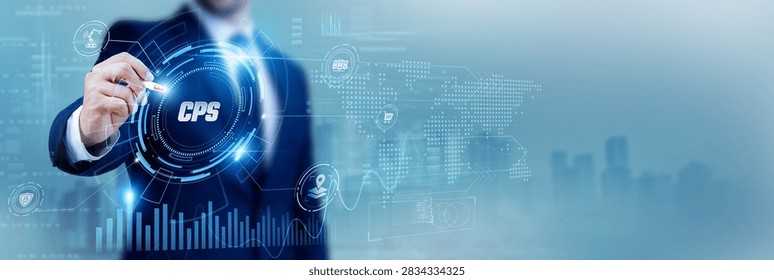 Engineer using a pen while analyzing data CPS Cyber-Physical Systems and smart devices, IoT integration, industrial automation, connected systems, intelligent technology, robotics innovation