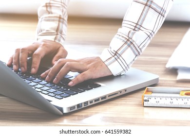 Engineer working with laptop