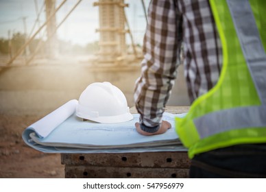 engineer working on building site