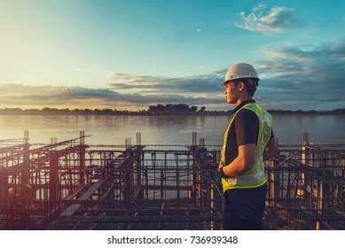 Engineer Working On Building Site. 