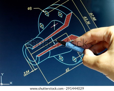 engineer working on cad blue print      