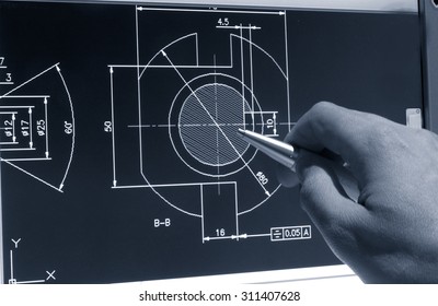 Engineer Working On Cad Design  