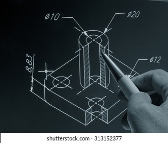 Engineer Working On Cad Design   