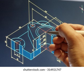 Engineer Working On Cad Design   