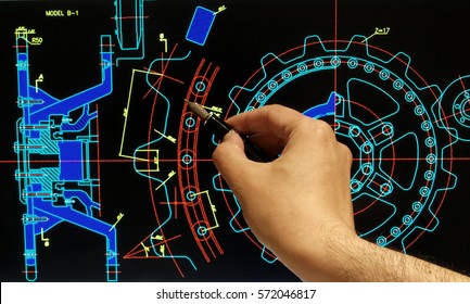 Engineer Working On Mechanical Design On Computer    