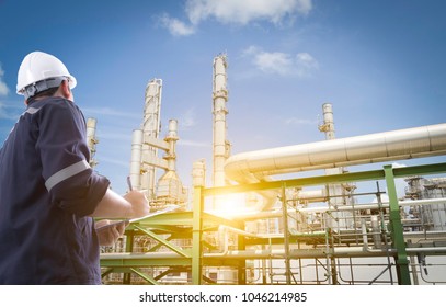 Engineer working at petrochemical plants.