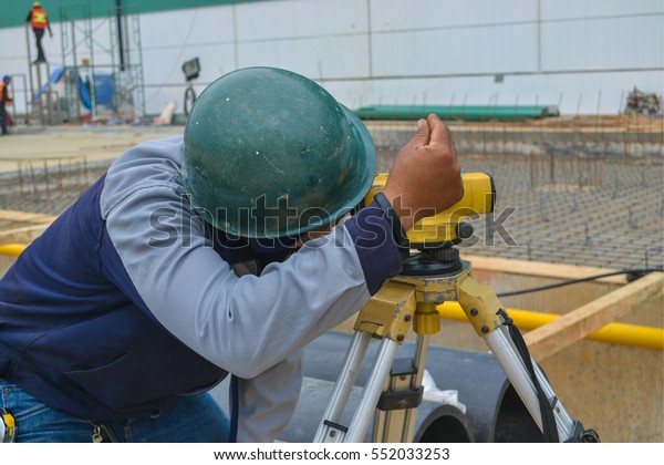 Engineer Working Survey Equipment Theodolite On Stock Photo - 