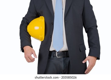 engineer yellow helmet for workers on white background