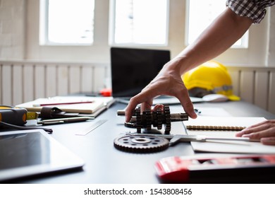 Engineering Is Checking The Metal Wheel For Future Car Assembly.