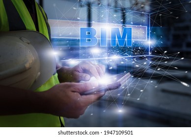Engineering Consulting People on construction site holding tablet in his hand. Management in business workflow and Building inspector with BIM technology in Construction Project.
