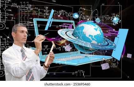 Engineering designing communications connection technologies.Creation innovative technology future