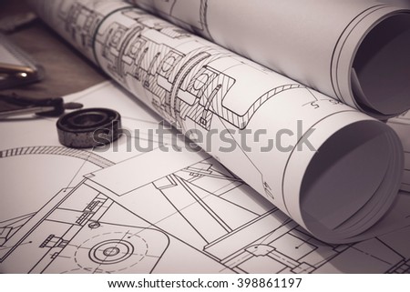 Engineering drawing . toned  image