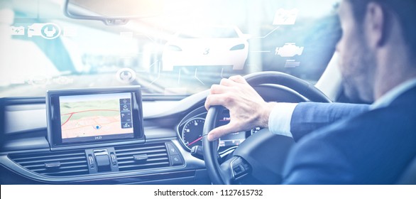 Engineering interface against man diving car with navigation system 
