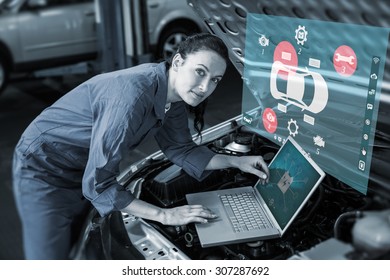 Engineering interface against mechanic using laptop on car