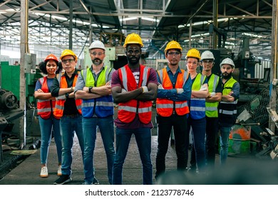 Engineering teams or diverse workers in industrial plants Technician team. Factory group photo, teamwork concept