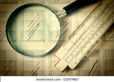 engineering tools on a technical drawing