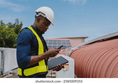 Engineers are checking the air conditioning and cooling system in a commercial building.