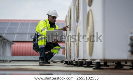 Engineers is checking the air conditioning cooling system of a major building or industrial facility.