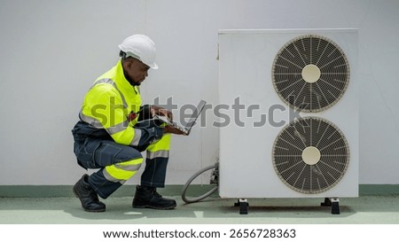 Engineers is checking the air conditioning cooling system of a major building or industrial facility.