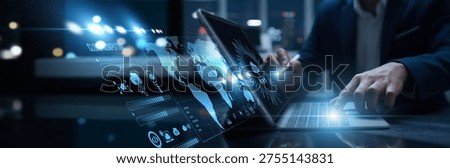 Engineers connected to the digital cloud computing access storage system. Virtual servers, remote access, scalability features, and secure infrastructure management.