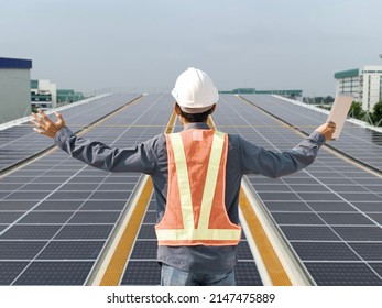 Engineers industry conducts functional testing and maintenance inspections of solar power plants. Operation and maintenance of solar power plants towards green energy innovation for life.